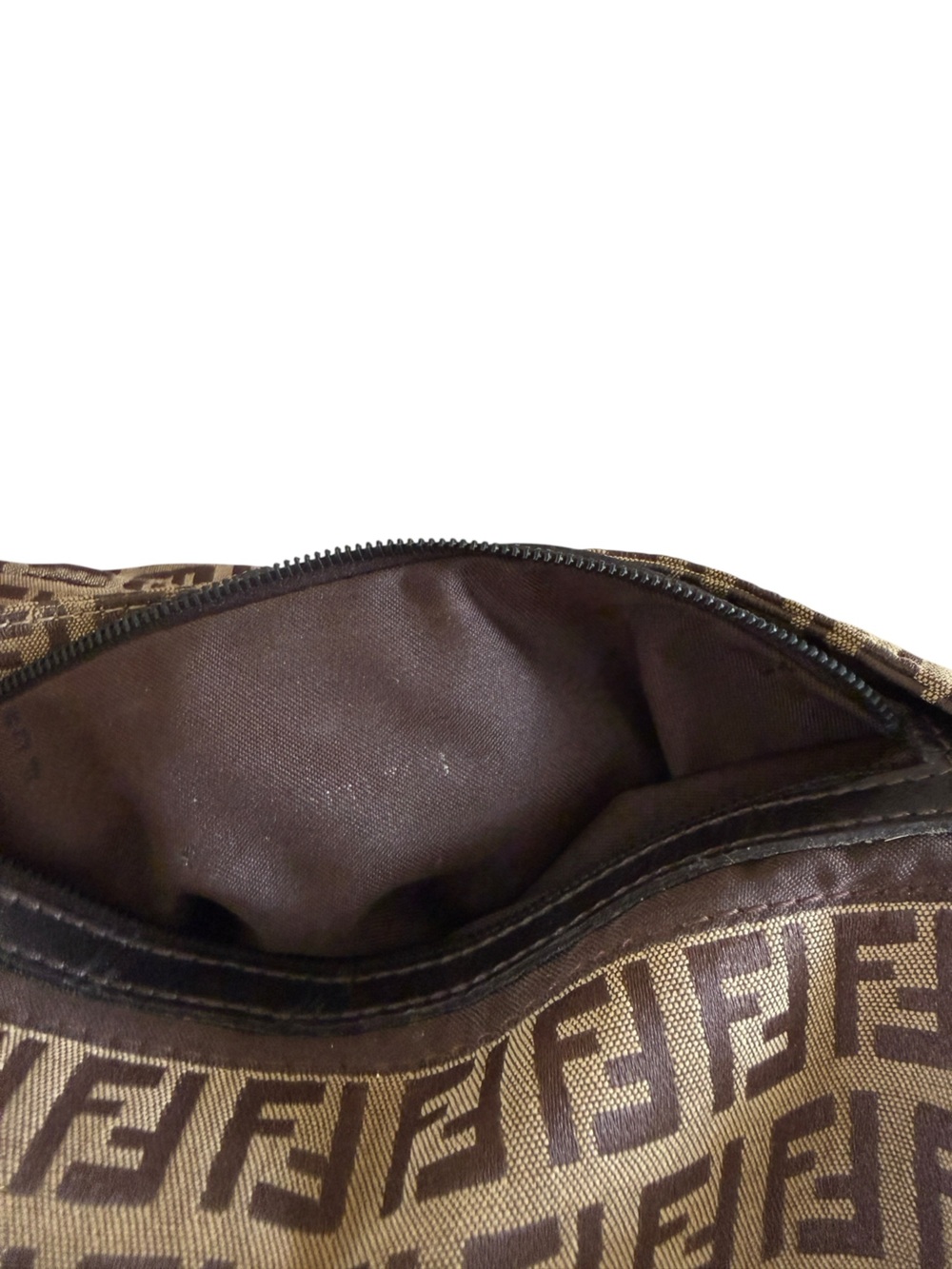Vintage Fendi Zucchino Print FF Monogram Canvas Leather Baguette Shoulder Bag - Picture 10 of 10